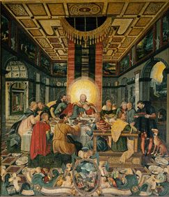 The last Holy Communion. Middle panel of the altar of the Frauenkirche into mill mountain/Elbe Elbe a Heinrich Göding Il Vecchio