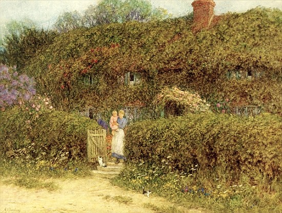 A Cottage at Freshwater, Isle of Wight a Helen Allingham