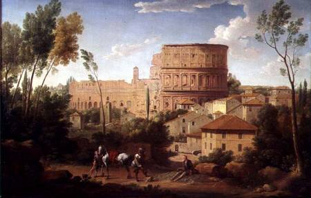 A View of the Colosseum with a Traveller a Hendrik van Lint