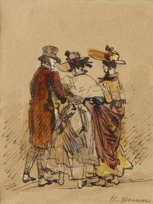 The Walk (ink & w/c on paper) a Henri Bonaventure Monnier