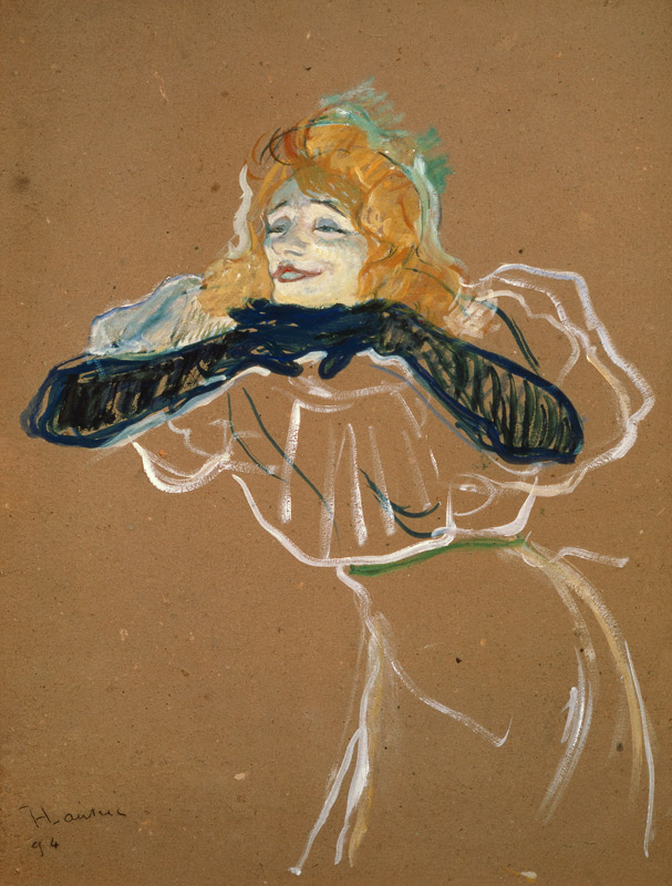 The Chanteuse Yvette Guilbert (1867-1944) singing 'Linger, Longer, Loo' a Henri de Toulouse-Lautrec