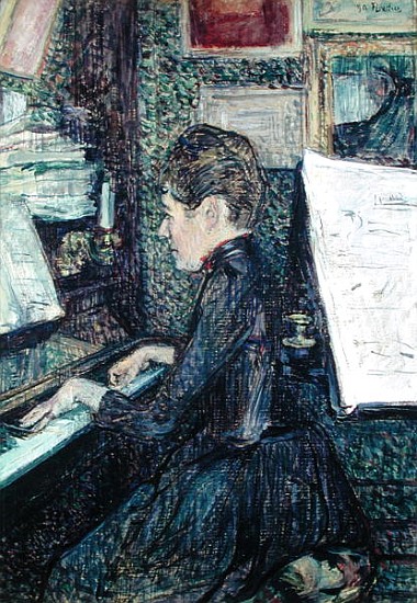 Mademoiselle Dihau (1843-1935) at the Piano a Henri de Toulouse-Lautrec