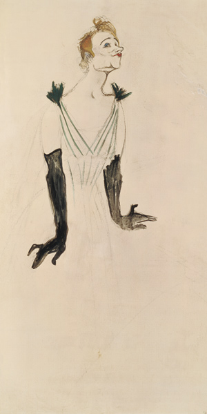 Yvette Guilbert (1865-1944), 1894 (charcoal and oil) a Henri de Toulouse-Lautrec