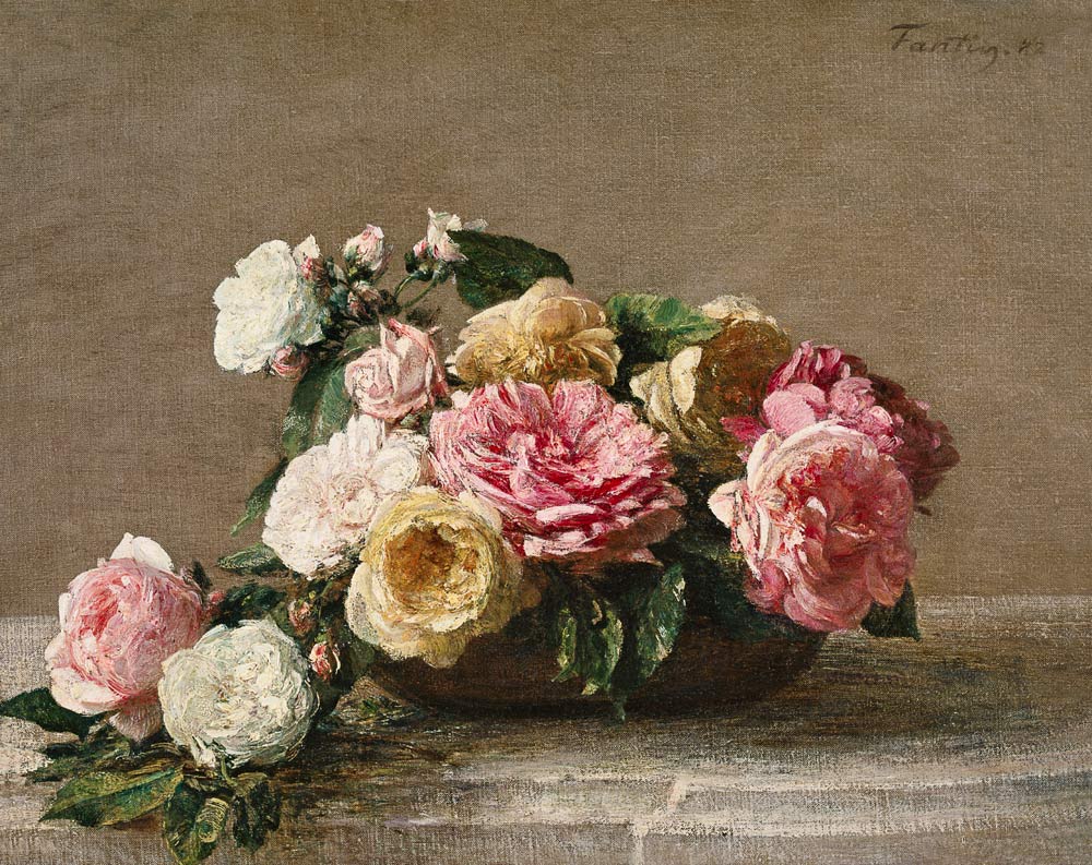 Roses in a Dish a Henri Fantin-Latour