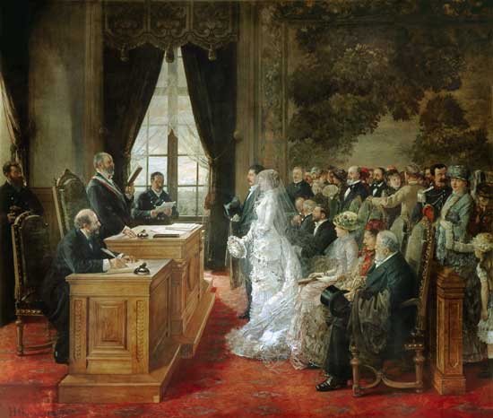 The wedding of Mathurin Moreau in the city hall of Paris. a Henri Gervex