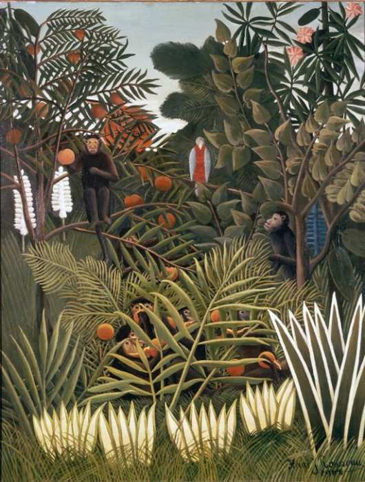 Exotic Landscape with monkeys and a parrot a Henri Julien-Félix Rousseau