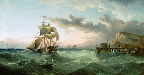Shipping off Speeton Cliffs, Yorkshire a Henry Redmore