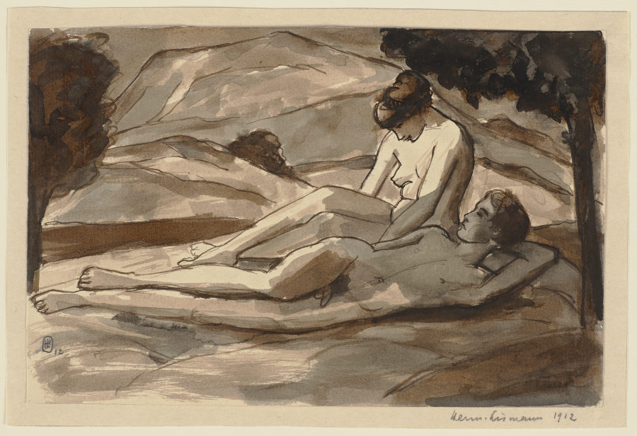 Nacktes Paar in einer Landschaft a Hermann Lismann