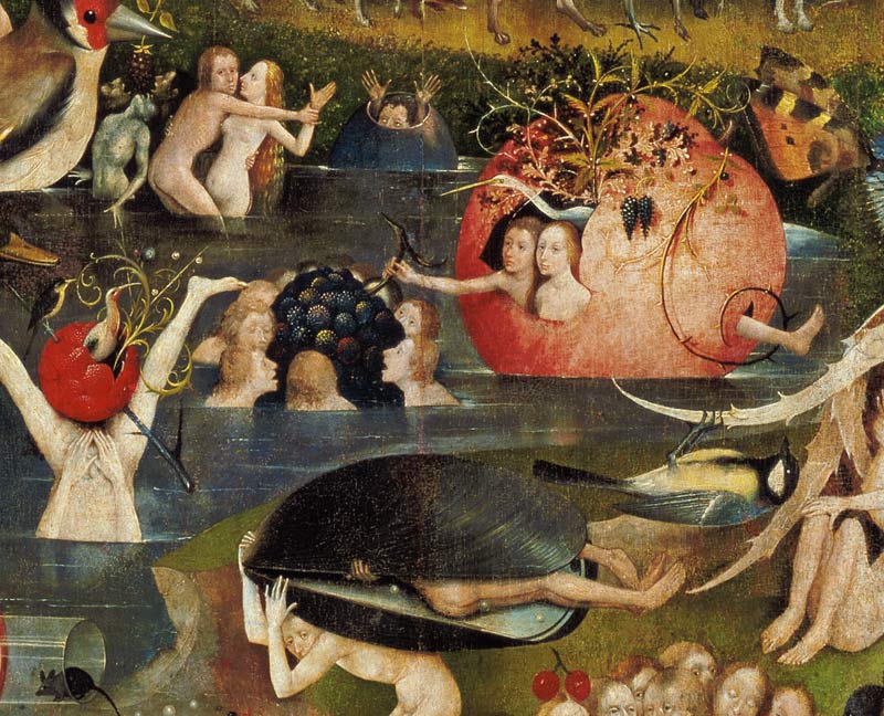 The Garden of Earthly Delights: Allegory of Luxury, detail of the central panel a Hieronymus Bosch