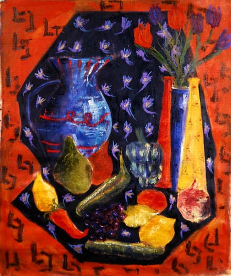 Blue and Red Jug, 2003 (oil on canvas)  a Hilary  Rosen