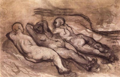 Trois femmes nues couchées a Honoré Daumier