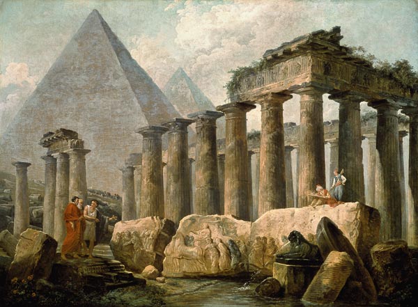 Pyramide und antiker Tempel a Hubert Robert