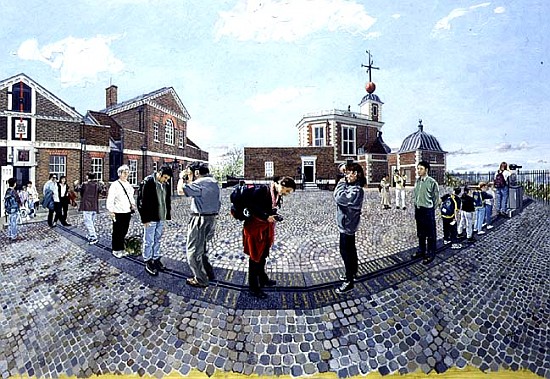 East and West from Greenwich, 1997 (oil on board)  a Huw S.  Parsons