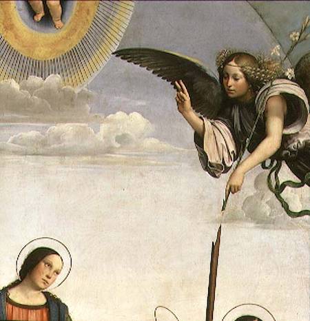 Annunciation and Saints, detail of the Archangel Gabriel a Il Francia
