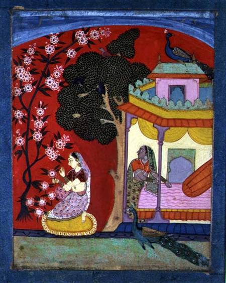 A Lady Plucking Blossoms, Southern Rajasthan or Deccan a Scuola indiana