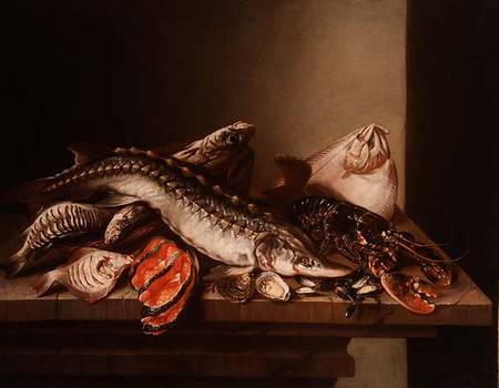 Still Life of Fish on a Table a Isaac van Duynen