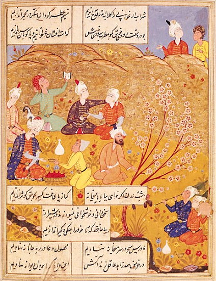 F.103v Open-air Feast, from a book of poems a Scuola Islamica