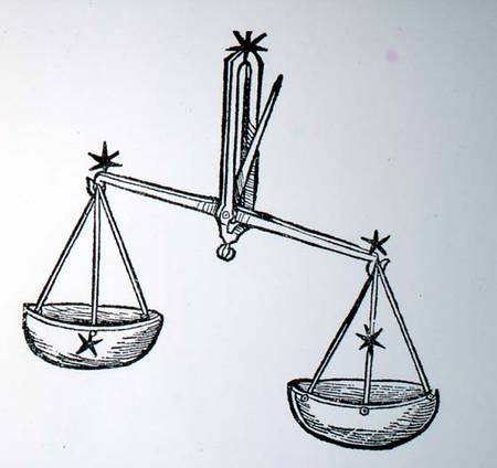 Libra (the Scales) an illustration from the 'Poeticon Astronomicon' by C.J. Hyginus, Venice a Scuola pittorica italiana