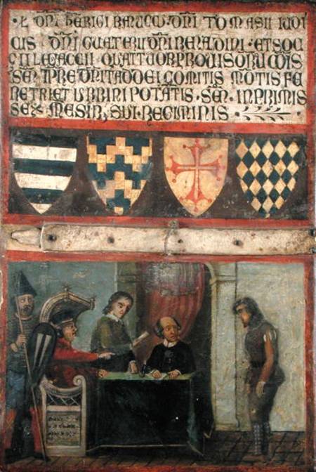 Scene of Justice with Four Coats of Arms a Scuola pittorica italiana