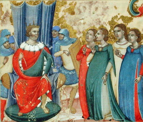 Salome asking Herod for the Head of St. John (vellum) a Italian School, (14th century)