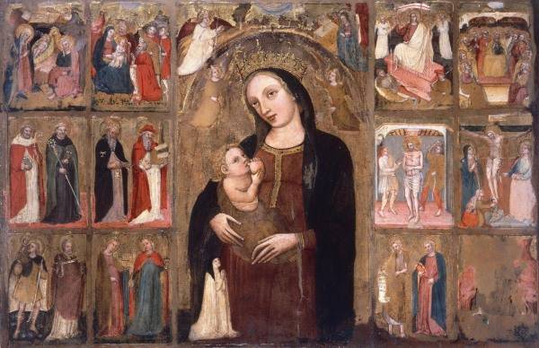 Mary w.Child & Saints / Ital.Ptg./ C14th a Pittore Italiano