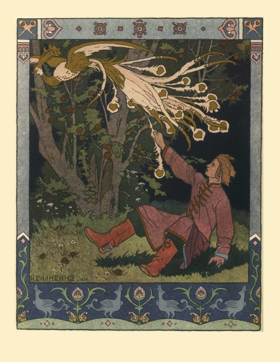 Illustration for the Fairy tale of Ivan Tsarevich, the Firebird, and the Gray Wolf a Ivan Jakovlevich Bilibin