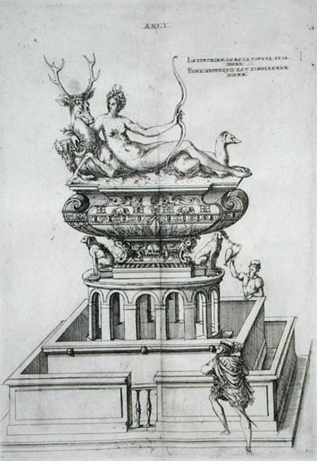 Fountain design, from 'Les Plus Belles Bastiments de France a J. Androuet Ducerceau