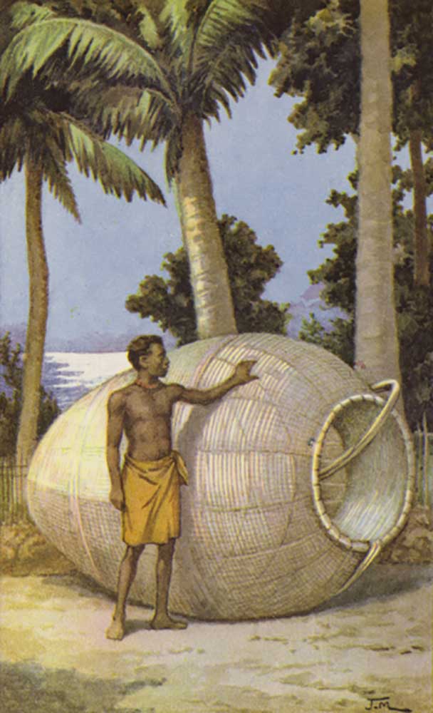 New Guinea man with fish trap a J. Macfarlane
