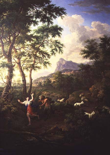 An Arcadian Landscape with Pan and Syrinx a Jacob de Heusch