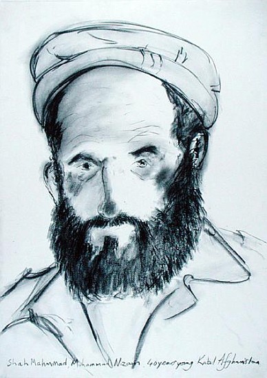 Shah Mahmmad, Muhammed Nizam, 40 Years Young, Kabul, Afghanistan, 2002 (charcoal on paper)  a Jacob  Sutton