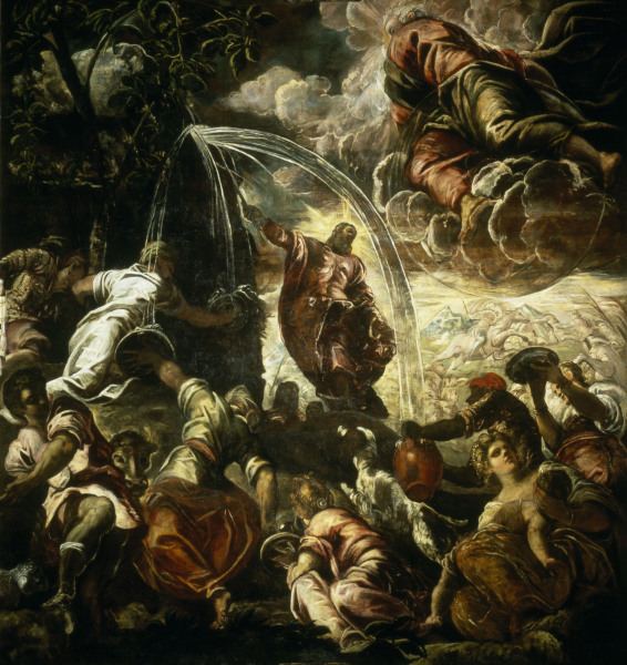 Moses draw water from rocks / Tintoretto a Jacopo Robusti Tintoretto