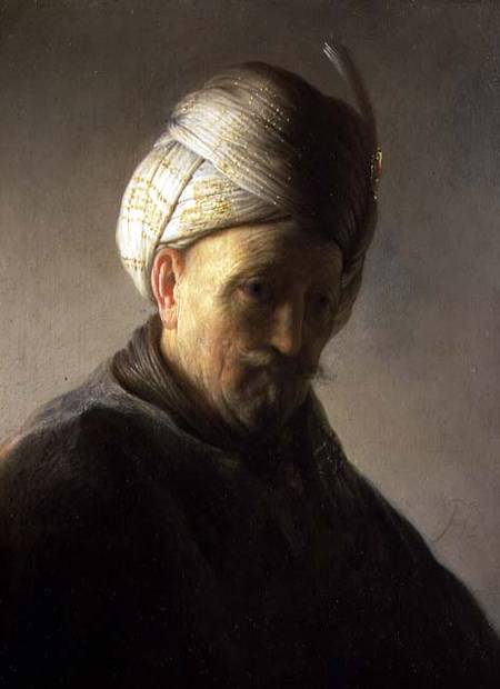 Portrait of a man in a turban a Jacques des Rousseaux