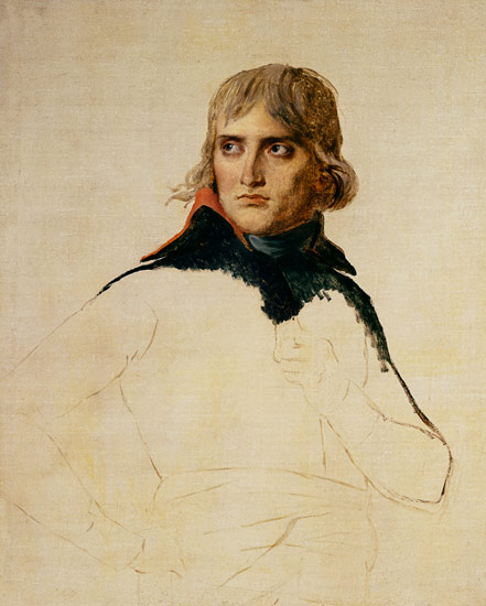 Unfinished portrait of General Bonaparte (1769-1821) a Jacques Louis David