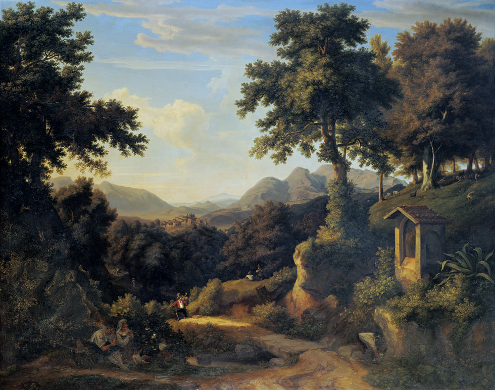 Italian landscape with wayside shrine a Jakob Christoph Miville