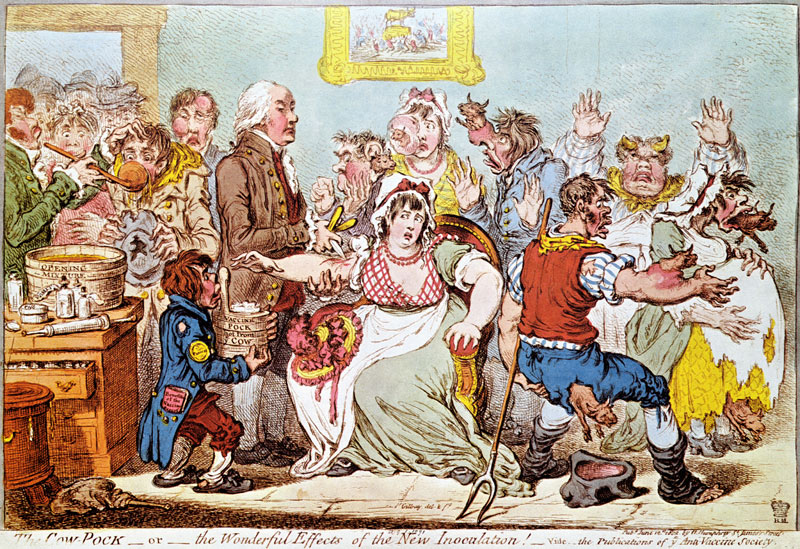 The Cow Pock or the Wonderful Effects of the New Inoculation, published by  H.Humphrey a James Gillray