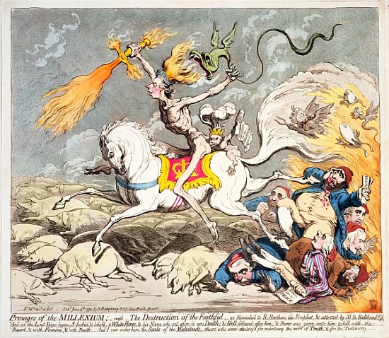 Presages of the Millennium, published by  Hannah Humphrey in 1795 a James Gillray
