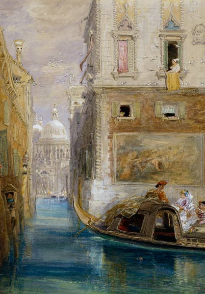 The Gondola, Venice, with Santa Maria della Salute in the Distance, 1865 (w/c a James Holland
