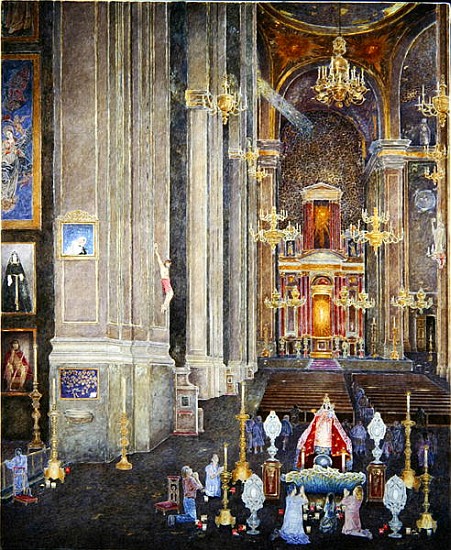 Veneration of the Virgen del Rosario, the Convent of San Domingo, 2001 (oil on canvas)  a  James  Reeve