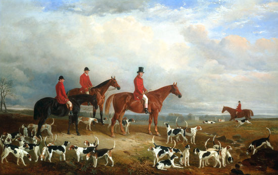 Samuel A. Reynell, Master of the Meath Hunt, with Archerstown in the distance a James Walsham Baldock