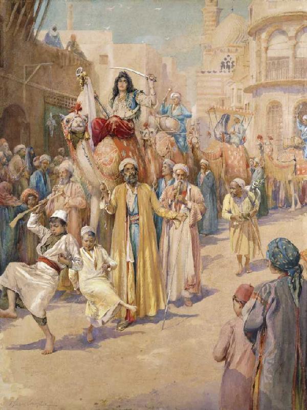 Ein Hochzeitsumzug durch Kairo. a James Shaw Crompton