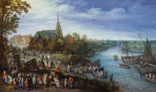 Village at the river a Jan Brueghel il Vecchio