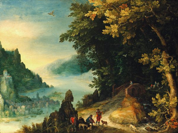 J.Brueghel t.E. / Wide River Landscape a Jan Brueghel il Giovane