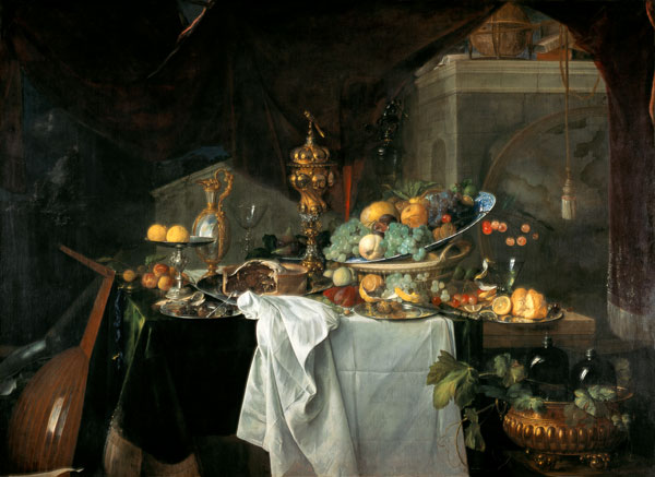 Splendid quiet life with gold cup and fruits a Jan Davidsz de Heem