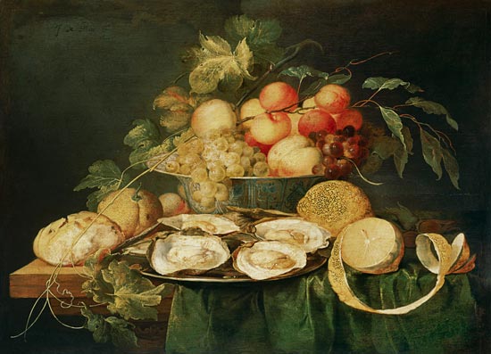 Quiet life with fruits and oysters a Jan Davidsz de Heem