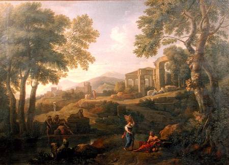 Classical landscape with figures and ruins a Jan Frans van Bloemen