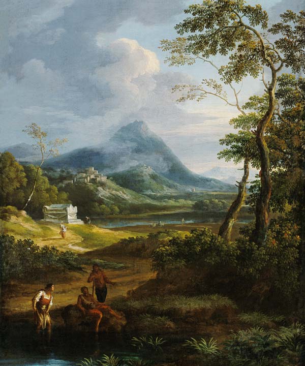 Figures in a classical landscape (pair of 81819) a Jan Frans van Bloemen