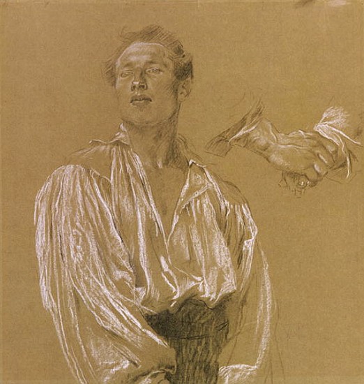 Portrait study of a man in a white shirt a Jan Preisler