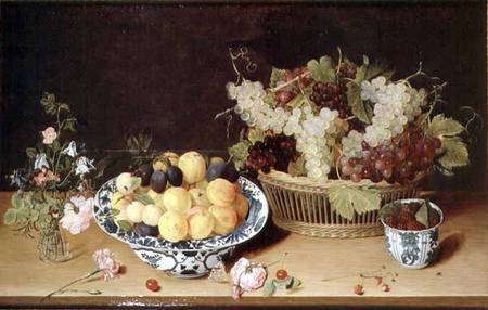 Still Life of Fruit and Flowers a Jan Soreau