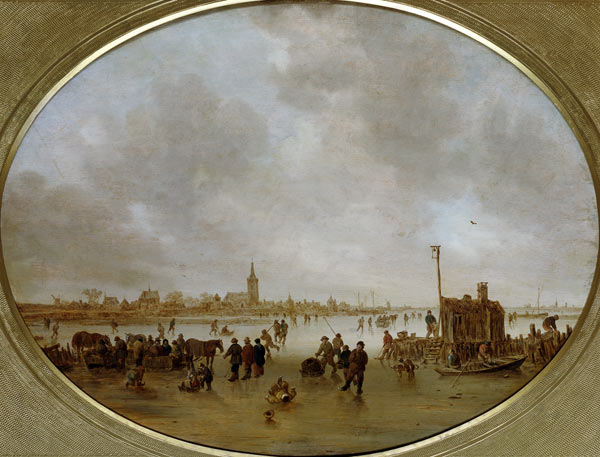 Winter at the river. a Jan van Goyen