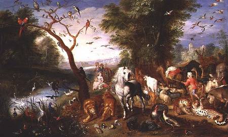 The Animals entering Noah's Ark (panel) a Jan van the Younger Kessel